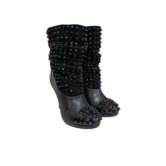 Christian Louboutin Womens Spike Wars Stiletto Booties Black Size 35 Leather - Picture 2 of 14